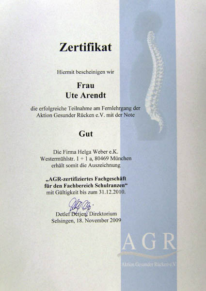 AGR Zertifikat